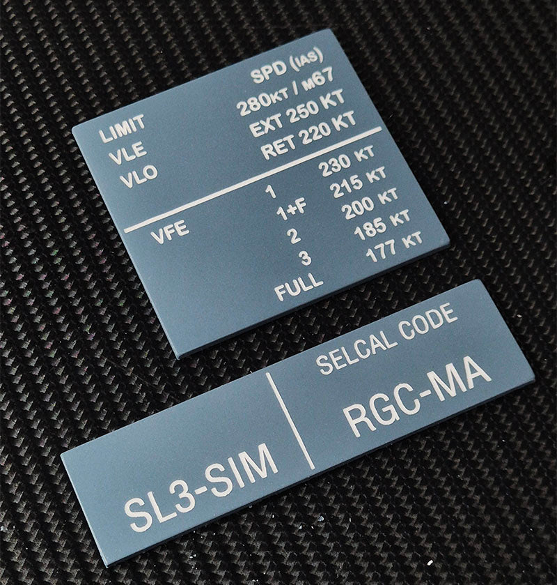 A320 cockpit SELCAL and Speed Plates – SL3 Simulations